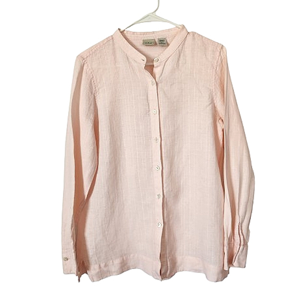 L.L. Bean Pink Linen Blouse Large